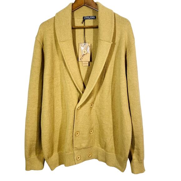 NEW! PJ Paul Jones Academic Cardigan Sweater Long Sleeve Tan Professor - XL - Picture 1 of 4